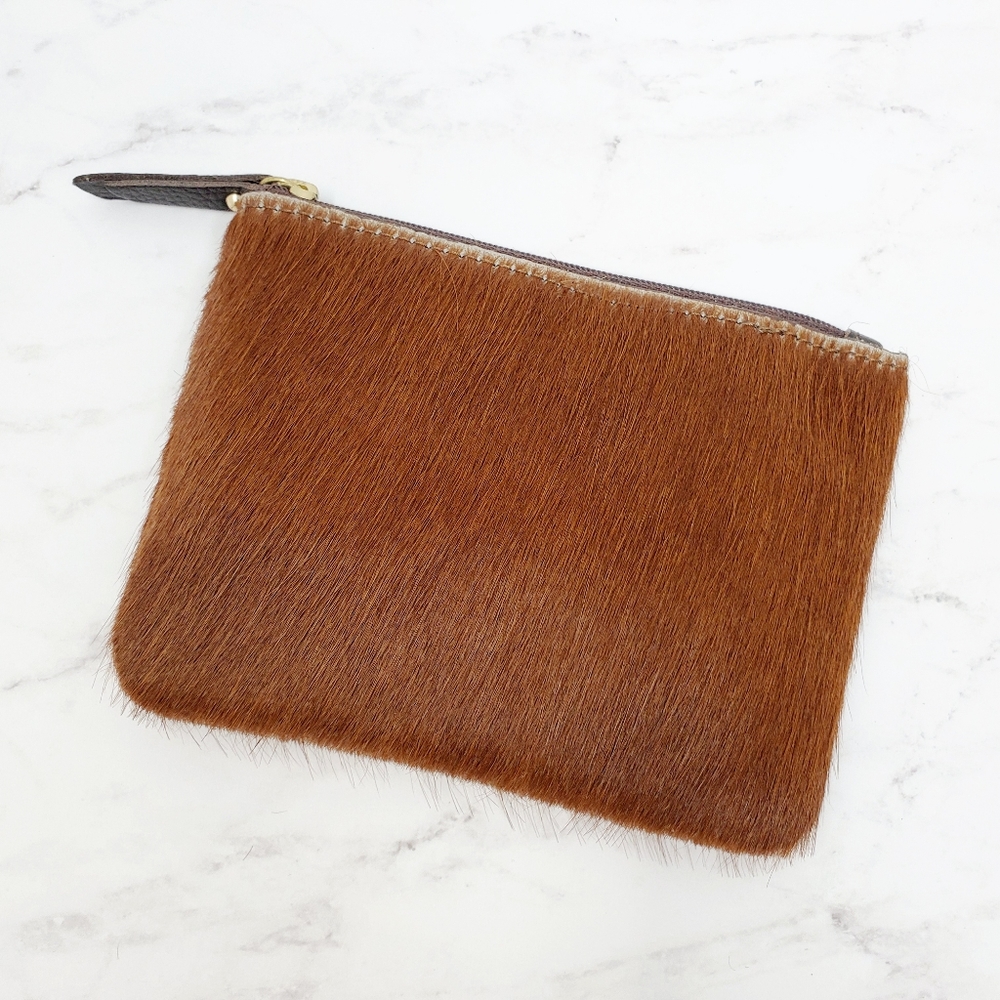 Gigi New York Brown Haircalf Zip Pouch